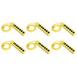 AmazonCommercial 6 Outlet Heavy Duty Metal Surge Protector Power Strip, 1080J, LED Protected Indicator Light, 6ft Cord, Yellow, 6-Pack