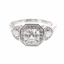 [Find] Amazon Collection Rhodium Plated Sterling Silver Crimson aasuka-kattokyu-bikkuzirukoniaharo-ringu, Size 14 