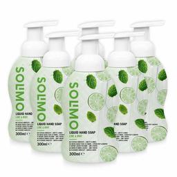 Amazon Brand - Solimo Liquid Hand Soap - Lime & Mint- Pack of 6 (300ml x 6)
