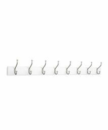 AmazonBasics Wall Mounted Standard Coat Rack, 8 Hooks, Set of 2, White (Renewed)