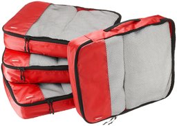 AmazonBasics - Bolsas de equipaje grandes (4 unidades), Rojo
