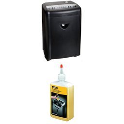 AmazonBasics 12-Sheet High-Security Micro-Cut Paper, CD, and Credit Card Shredder with Pullout Basket and Fellowes Powershred Performance Shredder Oil, 12 oz. Extended Nozzle Bottle (35250) Bundle