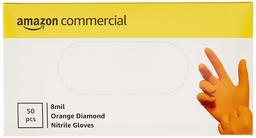 AmazonCommercial Powder Free Disposable Nitrile Gloves, 8 mil, Orange, Diamond Textured, 240 mm Size XL, 50 per Pack