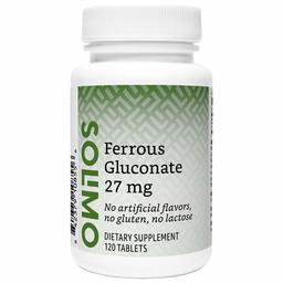 Amazon Brand - Solimo Iron (as ferrous gluconate) 27 mg, 120 Tablets, Four Month Supply