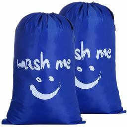 Eono Amazon Brand 2 Stück Paniers à Linge, Pliable Sac à Linge, Pliage Grande Capacité Corbeilles à Linge (Bleu Saphir)