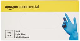 AmazonCommercial Powder Free Disposable Nitrile Gloves, 5 mil, Light Blue, 240MM Size M, 100 per Pack