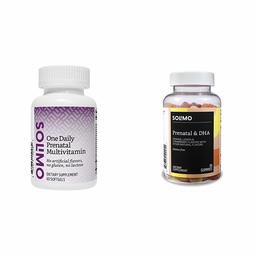 Amazon Brand - Solimo One Daily Prenatal Multivitamin, 60 Softgels, 2 Month Supply (Packaging May Vary) & Solimo Prenatal Vitamins & DHA, 90 Gummies, 45-Day Supply