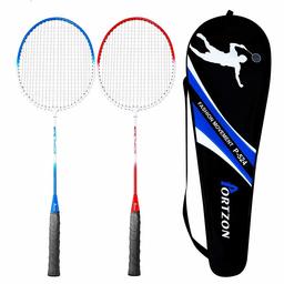 Portzon 2 Player Badminton Racquets Set ,Double Rackets, Lightweight & Sturdy Perfect for Beginner,1 Carrying Bag Included