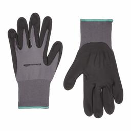AmazonCommercial 13G Nylon & Foam Nitrile Gloves (Grey/Back), Size M, 12 Pairs