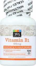 365 Everyday Value, Vitamin B1 100mg, 100 ct