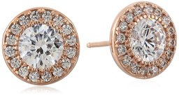 Platinum or Gold Plated Swarovski Zirconia Halo Stud Earrings