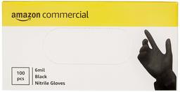 AmazonCommercial Powder Free, Textured Disposable Nitrile Gloves, 6 mil, Black, 240mm, Size XL, 1000 (10 Boxes of 100)