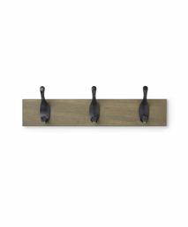 AmazonBasics Wall Mounted Modern Coat Rack, 3 Hooks, Barnwood (Renewed)