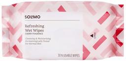 Amazon Brand - Solimo Refreshing Wet Wipes, Cherry - 30 Wipes