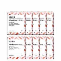 Amazon Brand - Solimo Adult Diapers - 10 Count (Large/ XL) - Waist Size 97-150 cm (38