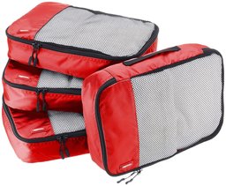 AmazonBasics Inpak kubus, medium (4-delige set), rood
