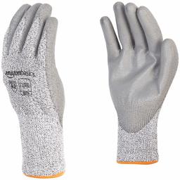 AmazonBasics Cut Resistant (Cut Level A2) Polyurethane Coated Gloves, Touch Screen, Salt & Pepper, Size 11 (XXL)