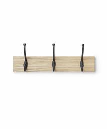 AmazonBasics - Cabide de madeira de parede, 3 ganchos padrão 34 cm, natural