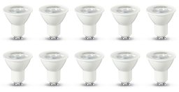 AmazonBasics - Bombilla LED GU10, 3 W equivalente a 35 W, 230 lúmenes, no regulable - 10 unidades