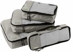 AmazonBasics 4 Piece Packing Travel Organizer Cubes Set, Grey