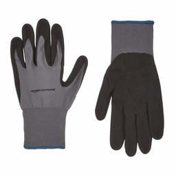AmazonCommercial 13G Nylon & Nitrile Gloves (Grey/Black), Size XL, 3 Pairs