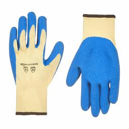 AmazonCommercial 10G Kevlar & Wrinkle Latex (Yellow/Blue), Size L, 6 Pairs