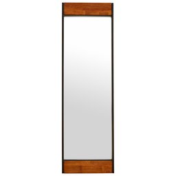 Amazon Brand – Rivet Wood and Iron Rectangular Hanging Wall Mirror, 44.25 Inch Height, Brown and Black