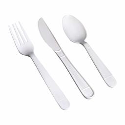 AmazonBasics 360 Piece Plastic Cutlery Set, Heavy-Weight, White (180 forks, 120 spoons, 60 knives)
