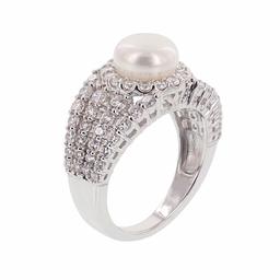 [Find] Amazon Collection roziumumekkisuta-ringusiruba- Incubation Period, 8 mm Freshwater Pearl and kyu-bikkuzirukoniamarutiro- R Ring, Size 14 
