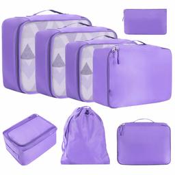 Eono Essentials 8-Pcs Lightweight Luggage Packing Organisers Packing Cubes for Travel Accessories Purple