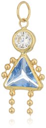 Charm-Anhänger 10 Karat Gold, AAA Zirkonia und Geburtsstein,March Girl