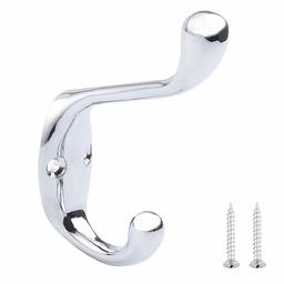 AmazonBasics Top-bottom prong Coat Hook, Polished Chrome, 5-Pack