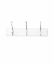Amazon Basics Wall Mounted Coat Rack, 3 Hooks, White, 2-Piece Set, Standard Type