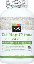 365 Everyday Value, Cal-Mag Citrate with Vitamin D3, 180 ct