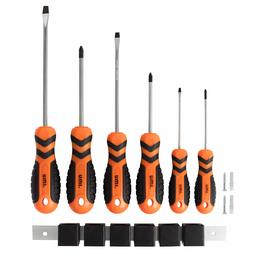 Umi. by Amazon- Jeu de Tournevis Magnétiques, 6 Pièces, 3 Tournevis Cruciformes et 3 Tournevis Plates avec Support