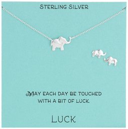 Sterling Silver Elephant Necklace and Earrings Jewelry Set