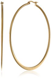 Yellow Gold-Plated Stainless Steel Flattened Hoop Earrings