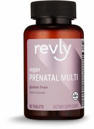 Amazon Brand - Revly Prenatal Multi, Vegan, 53% Food-Cultured, 60 Tablets, 2 Tablets per Serving
