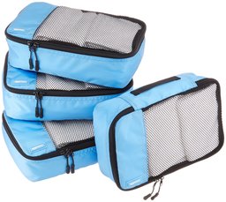 AmazonBasics Kleine Packtaschen, 4 Stück, Himmelblau