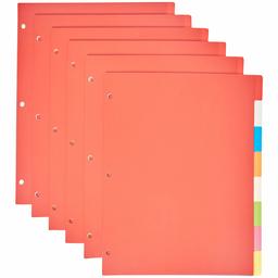 AmazonBasics - Divisori per raccoglitori a 3 anelli con 8 linguette, confezione da 6