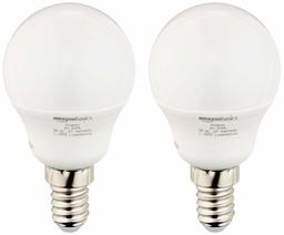 AmazonBasics - Lampadina piccola a pallina da golf, P45, a LED, attacco Edison E14 (SES), 5,5 W (equivalente a 40 W), bianco caldo, confezione da 16