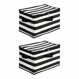 AmazonBasics Canvas Zippered Storage Bag - Stripes, 2-Pack