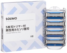 [Amazon Brand] SOLIMO 5 Blade Trimmer for Men Razor Replacement Blades 8 Pieces