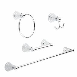 AmazonBasics AB-BR842-PC Conjunto de ferragens para casa de banho, 4 peças, cromado polido