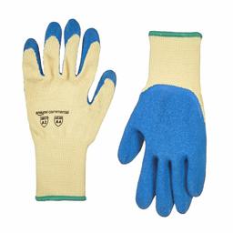 AmazonCommercial 10G Kevlar & Wrinkle Látex (amarillo/azul), talla M, 6 pares