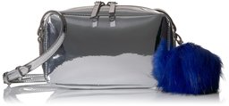 Amazon Brand - The Fix Alexa Metallic Small Crossbody Bag with Faux Fur Pom