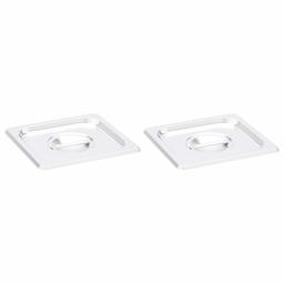 AmazonCommercial 1/6 Size Stainless Steel Solid Steam Table/Hotel Pan Cover, Pack of 2