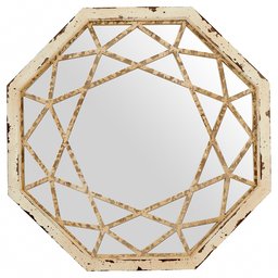 Amazon Brand – Stone & Beam Vintage-Look Octagonal Hanging Wall Mirror Decor, 25.5 Inch Height, Antique White