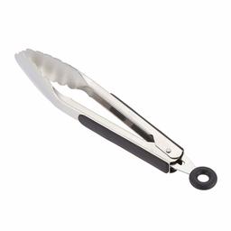 AmazonCommercial  Stainless Steel Kitchen Tongs, Non-Slip Grip, Black, 9 Inch