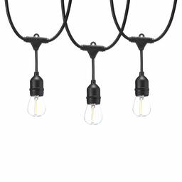 AmazonBasics 48-Foot LED Commercial Grade Outdoor String Lights with 16 Edison Style S14 LED Soft White Bulbs